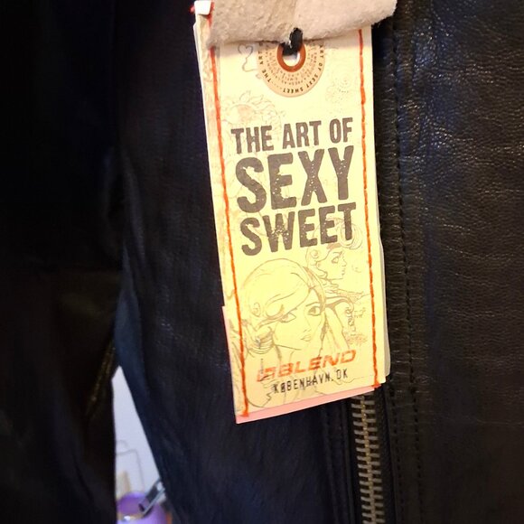 NWT Blend Women's Black Lined Genuine Leather Jacket Warm Outerwear Size L - Picture 9 of 14